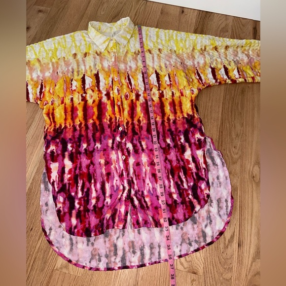 Anthropologie Boho Daria Tie Dye Button Down Tunic Top in Rose Size Large - Picture 6 of 12